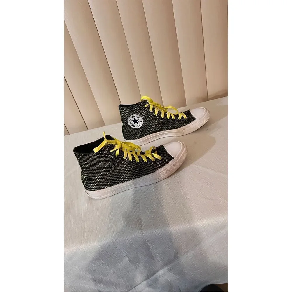CONVERSE CHUCK TAYLER II ALL STAR SHOES NEON GREEN BLACK 151086 MENS 6.5 WOMENS - Picture 3 of 10
